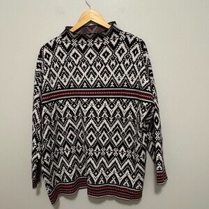 Tahari Mock Neck Black and White Sweater Size 1X